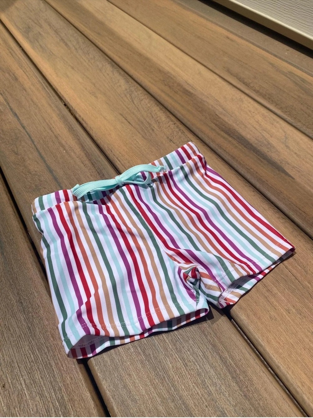 Girls' Multi-Color Striped Swim Shorts